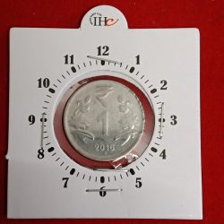 Alternative view of One Rs Ex Rare 7"o Clock Error Coin 2016 Year Noida Mint RBI Mistake Coin ( Ulta Pulta ) Error