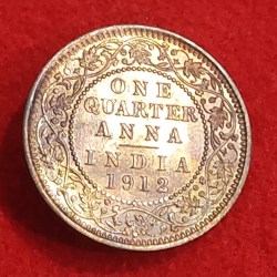 ONE QUARTER ANNA GEORGE V 1912 CALCUTTA MINT GEM UNC CONDITION