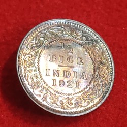 1/2 PICE GEORGE V YEAR 1921 CALCUTTA MINT GEM UNC CONDITION HIGH LUSTER COIN
