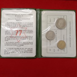 Alternative view of Rare Spanish Coin Set Pruebas Numismaticas Fabrica National De Moneda Luan Carlos 1975 Issue Year