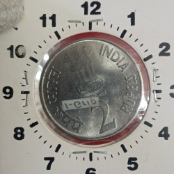 Two Rs Reserve Bank of India Platinum Jubilee Rare 11"o Clock Error Coin Calcutta Mint Bunc Condition RBI Mistake Coin