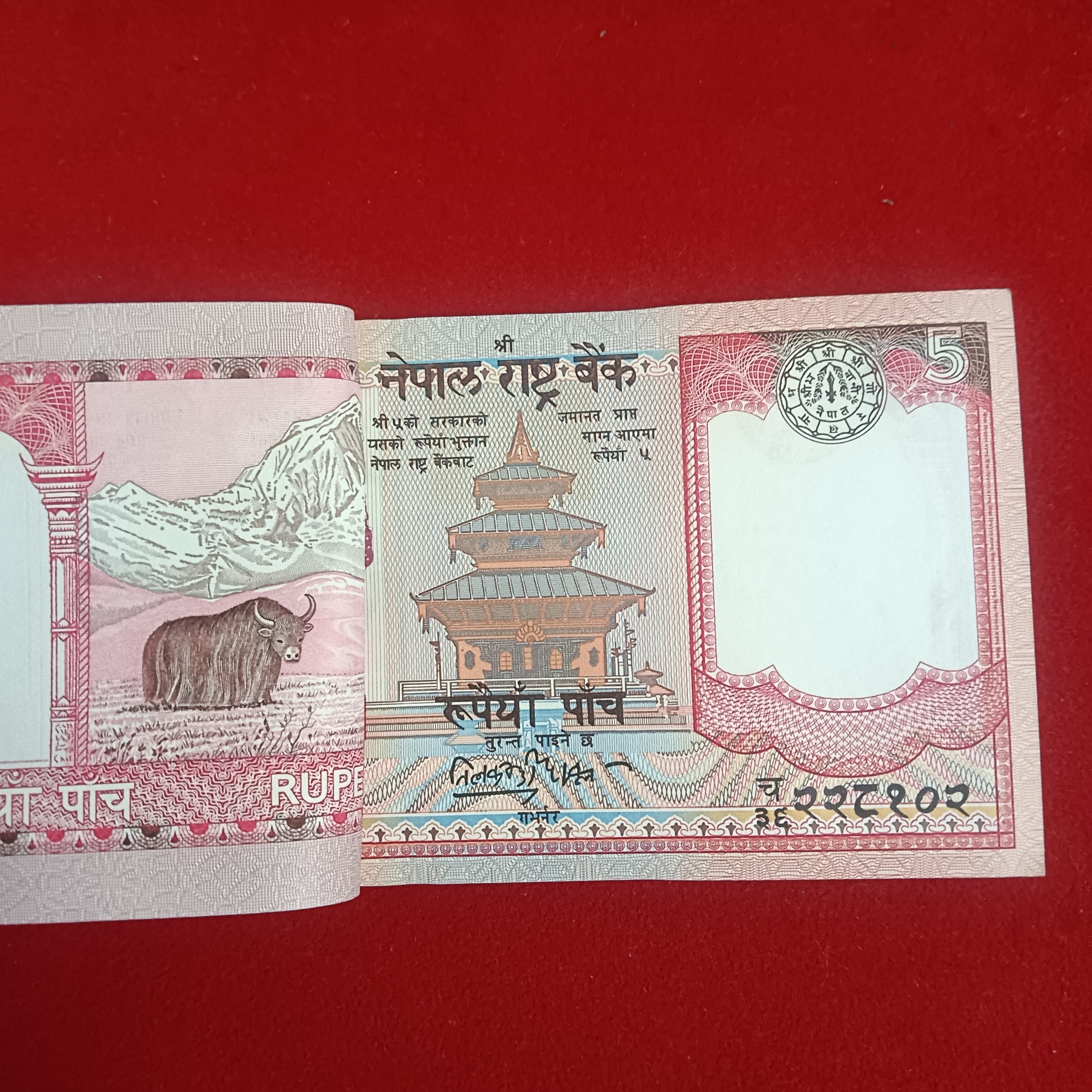 Five Rs Nepal King Ex Rare First Issue Full Serial Bundle - Image 3