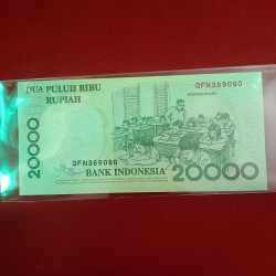 Alternative view of Rare Note 20000 Rupiah Ganesh Ji Green Old Issue Note Bank of Indonesia Gem Bunc Condition Note