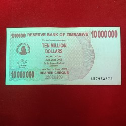 10000000 Ten Million Dollars Issue Date 30 Th June 2008 Year Good Condition Note Reserve Bank of Zimbabwe