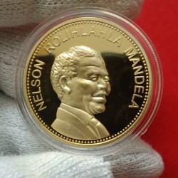 Rare Proof Coin Issue President South Africa 1994-1999 NELSON ROLIHLAHLA MANDELA Gold Plated Rare Issue President Proof Coin Medal