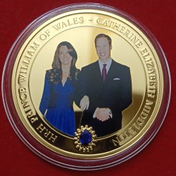 Alternative view of Extremely Rare Proof Coin Elizabeth One DOLLAR Cook Islands HRH Prince William of Wales Catherine Elizabeth Middleton 2010 Year Gold Plated Proof Coin Issue