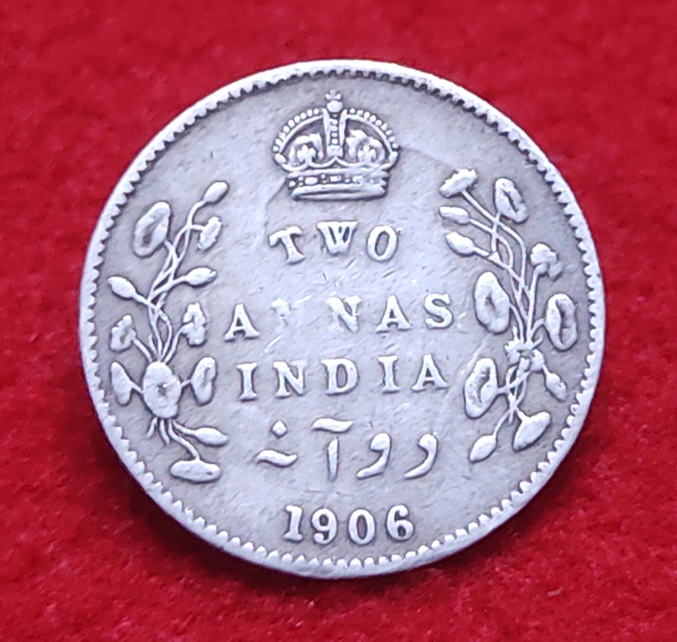 TWO ANNAS EDWARD VII 1906 CALCUTTA MINT