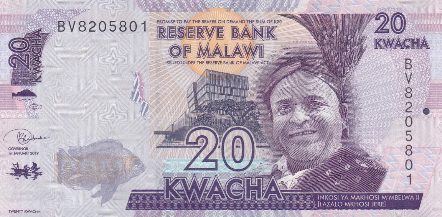 Malawi 20 Kwacha GEM UNC RARE BANK note