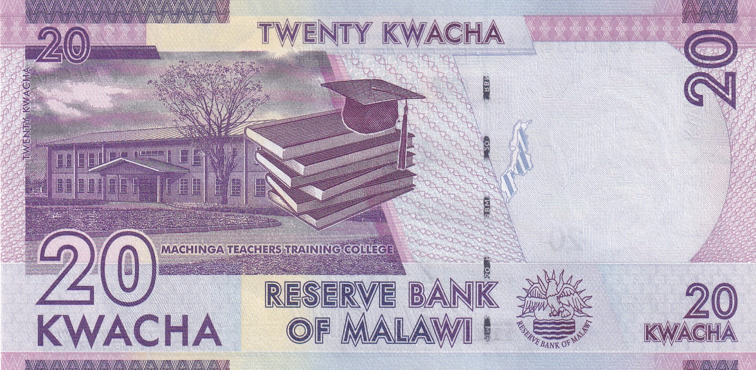 Malawi 20 Kwacha GEM UNC RARE BANK note - Image 2