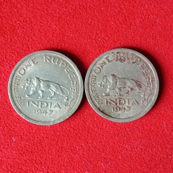 George Vi One Rs 1947 Year Lahore Mint 2 Pcs Given