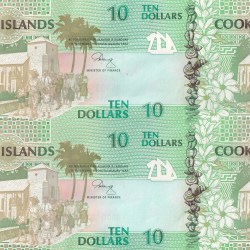 Alternative view of Cook Islands ten dollars 4 pcs uncut sheet extremely rare sheet