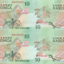 Cook Islands ten dollars 4 pcs uncut sheet extremely rare sheet