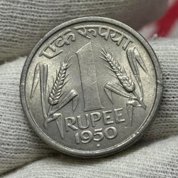 One Rs Copper Nickel Rare Coin Unc Condition 1950 Year Bombay Mint