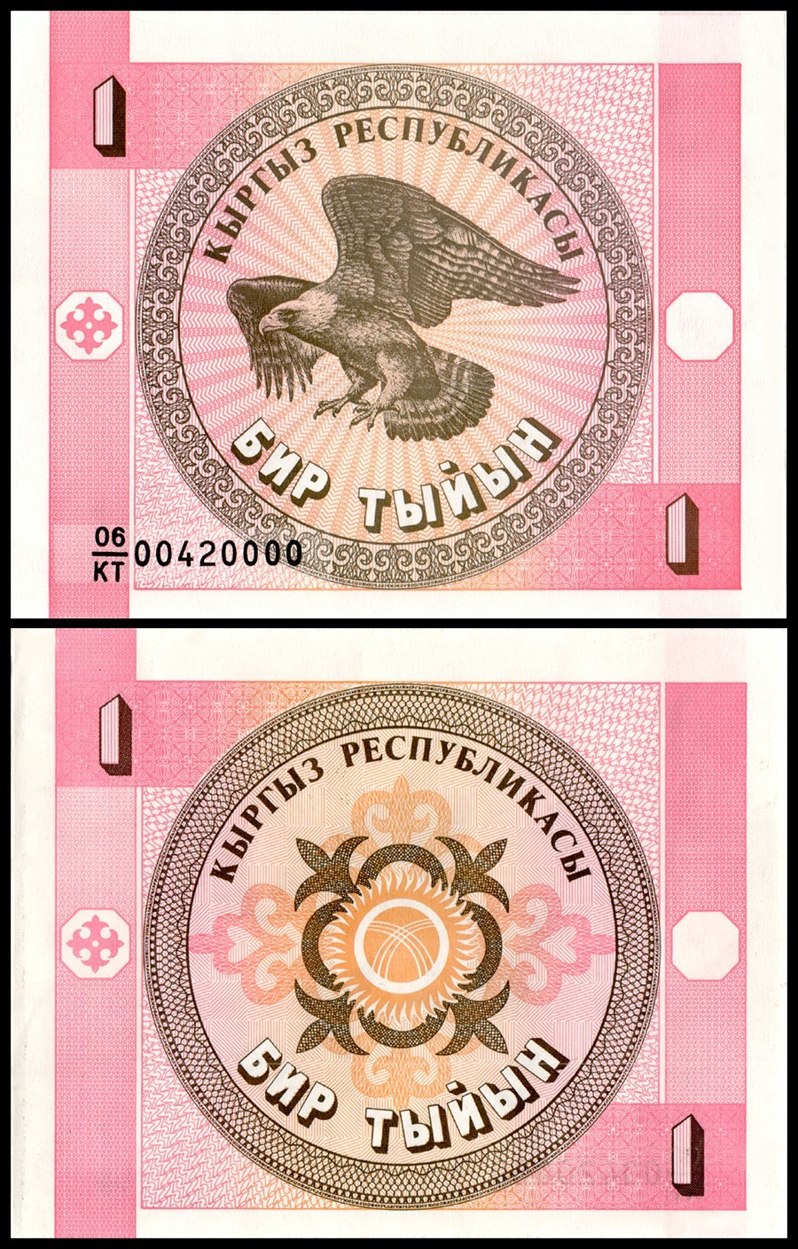 Kyrgyzstan 1 Tyiyn Banknote 1993 ND P1b UNC Unique and Rare