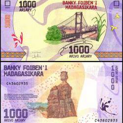 Madagascar 1000 Ariary Banknote 2017 ND P100a2 UNC Unique and Rare