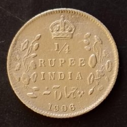 Alternative view of Silver British India King and emperor Edward VII Denominaton 1/4₹ Year 1906 Same and similar piece available