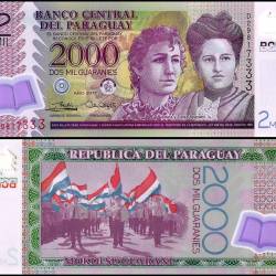 Paraguay 2000 Guaranies Banknote 2017 P228d UNC Polymer Unique and Rare