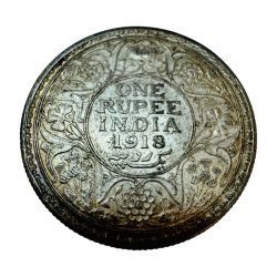 Re 1 British India King George V Rupee Silver year 1918 Unique and Rare
