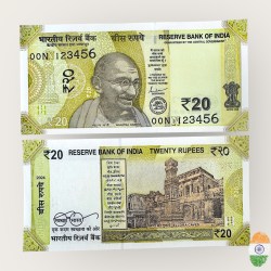 Rs 20 India Banknote Running SUPER Fancy Number 0 Prefix 123456 Gem Unc Unique and Rare