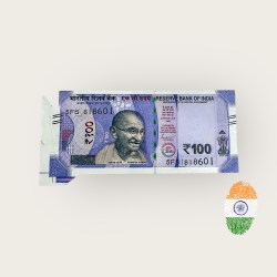 RS 100 India Banknote Extra Paper Cut Fold Sheet Error Gem Unc Very Unique and Rare