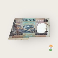 Alternative view of Rs 100 India Banknote Error Fancy Number 000600 Extra Paper Unique and Rare
