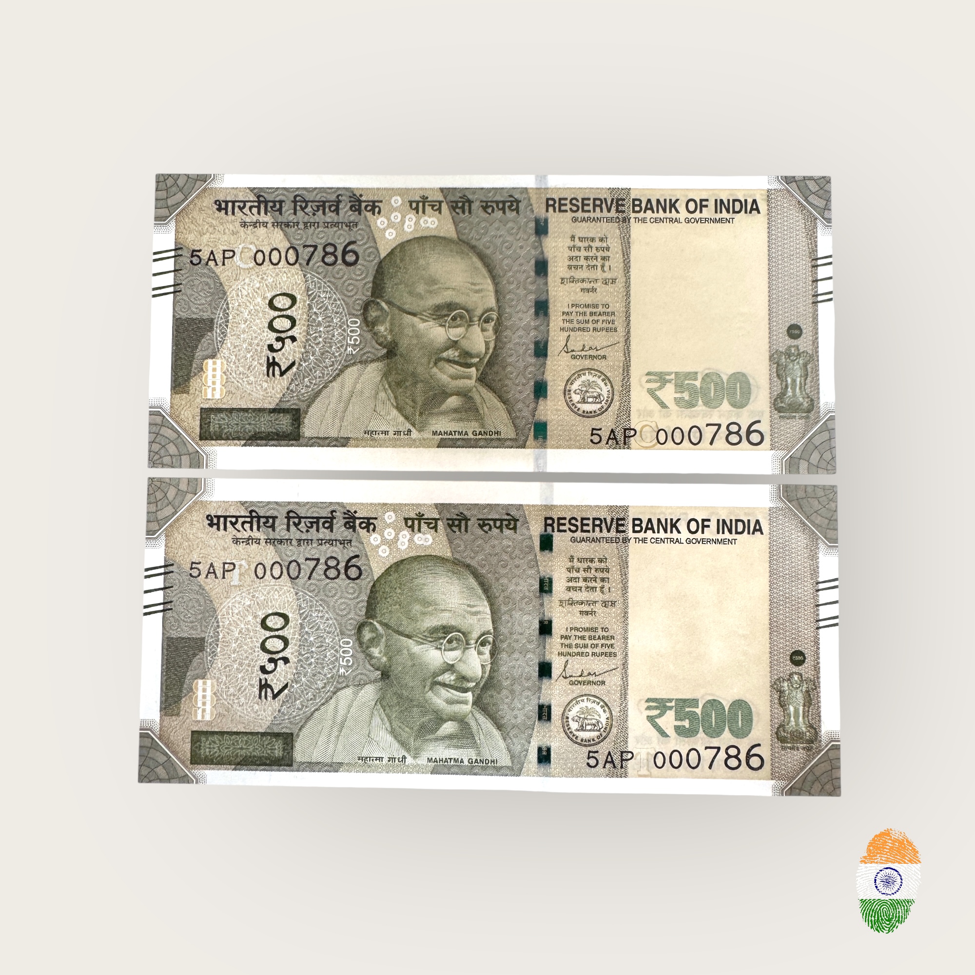 Rs 500 Twin Set Gem Unc Very Unique Bank Note Set Solid Holy Number 5AP 000786