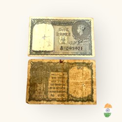 Re 1 British India Banknote 1940 Black Series King George VI Collectible Quality Unique and Rare