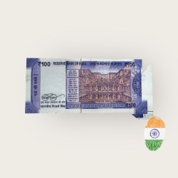 Alternative view of RS 100 India Banknote Extra Paper Cut Fold Sheet Error Gem Unc Very Unique and Rare