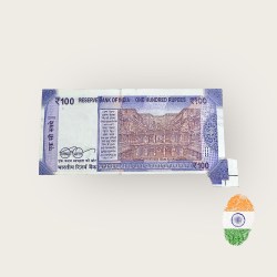 Alternative view of RS 100 India Banknote Extra Paper Cut Fold Sheet Error Gem Unc Very Unique and Rare