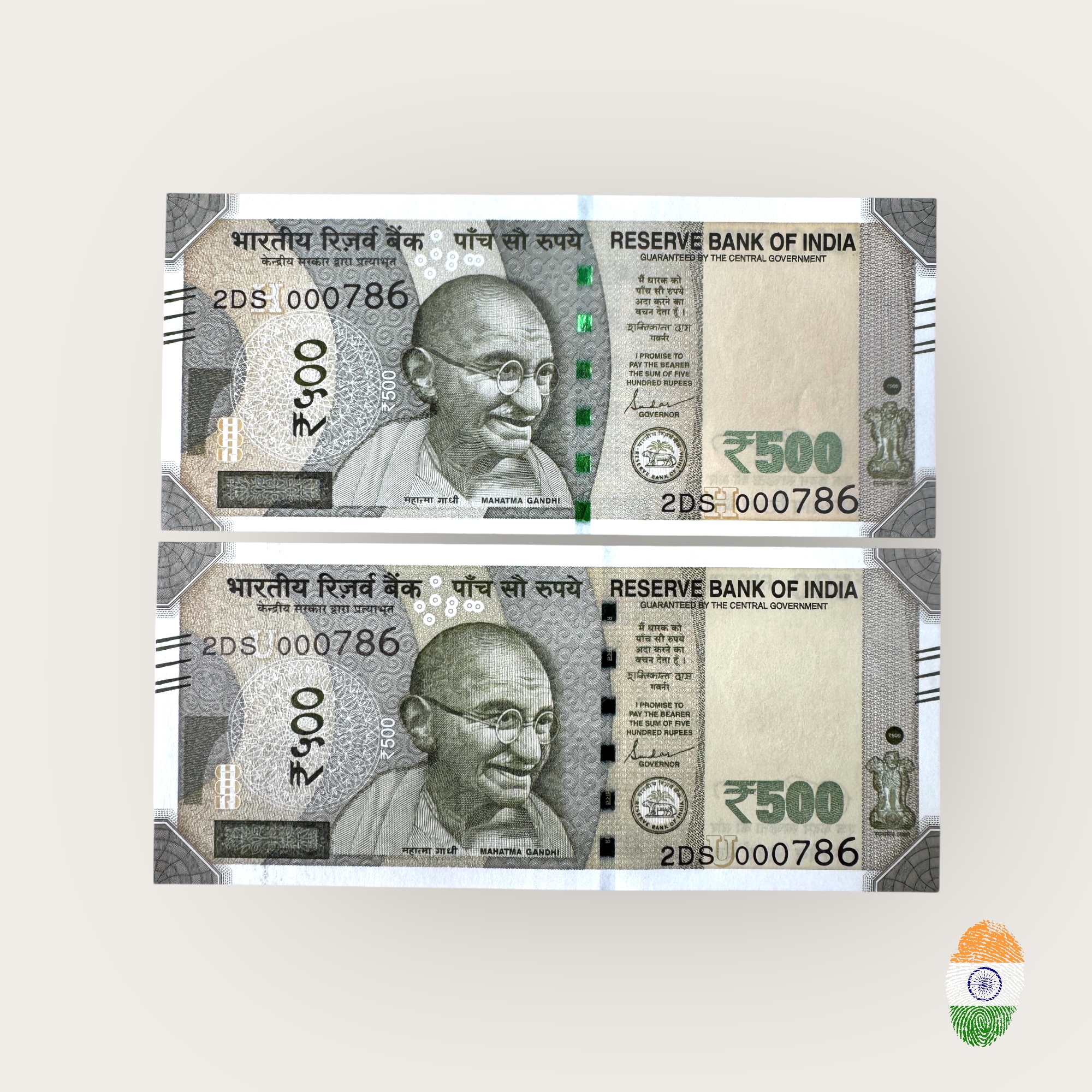 Rs 500 India Banknote Holy Twin Set Gem Unc Very Unique Bank Note Set Solid Holy Number 2DS 000786