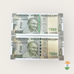 Rs 500 Twin Pair Gem Unc Very Unique Banknote Set Solid Number 2WH 123456