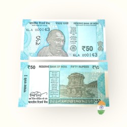 Rs 50 India Banknote Low Serial Number 000143 Issue Gem Unc Unique and Rare