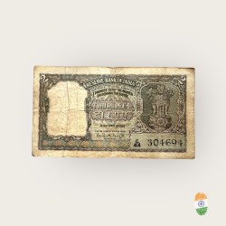 Rs 2 Republic India Issue Signed By P C Bhattachariya Olive Green Collectible Quality Unique and Rare