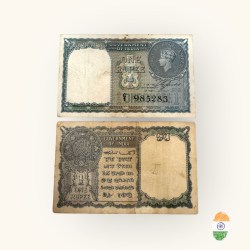 Re 1 British India Banknote 1940 Black Series King George VI Collectible Quality 985283 Unique and Rare Issue