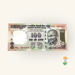 Rs 100 India Banknote Holy Fancy Number Set 0BL 000786 Small Font Y V Reddy Inset L 2006 Issue Unique and Rare