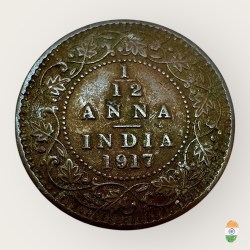 British India King George V One Twelfth Anna Year 1917 Unique and Rare
