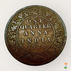 British India King George V One Quarter Anna Year 1920 Unique and Rare