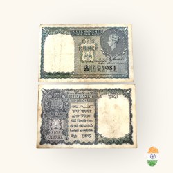 Re 1 British India Banknote 1940 Black Series King George VI Collectible Quality 425981 Burma Issue Unique and Rare Issue