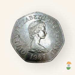 Alternative view of United Kingdom 50 Pence Issue Queen Elizabeth Very Unique and Rare