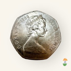 United Kingdom 50 Pence 1983 Issue Queen Elizabeth Very Unique and Rare