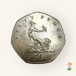 Alternative view of United Kingdom 50 Pence 1983 Issue Queen Elizabeth Very Unique and Rare