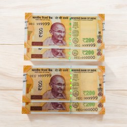 Rs 200 India Banknote Super Solid Fancy Number Twin Set 999999 and 1000000 GEM UNC Unique and Rare