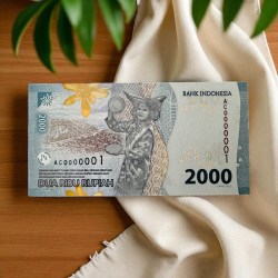 Indonesia 2000 Rupiah Low Serial 2014 Issue Gem UNC 000001 Unique and Rare