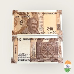 Rs 10 India Banknote Solid Fancy Ladder 123456 New Issue