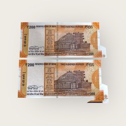 Alternative view of Rs 200 India Banknote Misprint Error Extra Paper Unique and Rare 2 Notes In Sequence