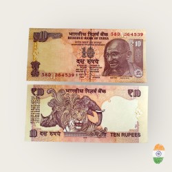 Rs 10 India Banknote Open Security Thread Banknote Error Small Font Issue