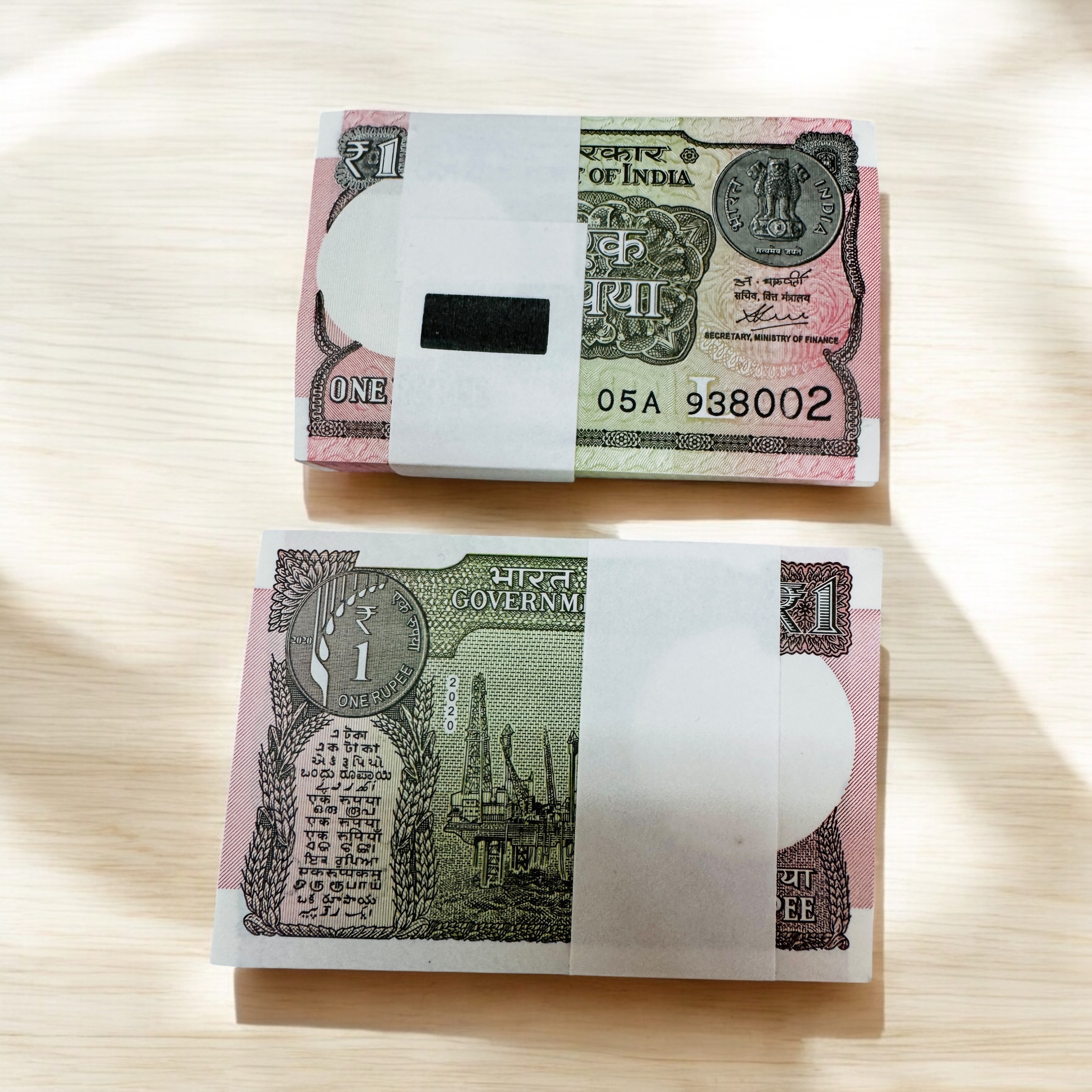 Re 1 India Banknote Non Serial Packet of 100 Notes UNC Unique Collectible