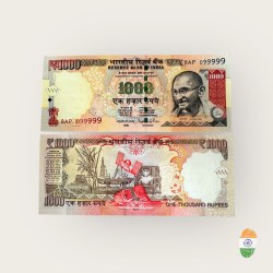 J51 Rs 1000 India Banknote Signature Series Raghuram Rajan Inset L Without Braille Telescope UNC Unique and Rare