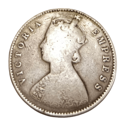 Alternative view of British India Silver HALF RUPEE Key Date "1880" VICTORIA EMPRESS **EX-RARE** Collectable Grade Hook Removed Ex-Mount.