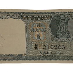 One Rupee Old A2 Issue Sign K.G AMBEGAONKAR Floral Motif Pattern FANCY LADDER Serial Number 010203 **V.RARE** High Collectable Grade.